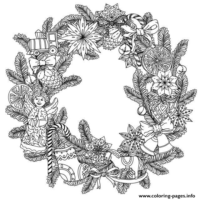 Adult Christmas Wreath By Mashabr  coloring